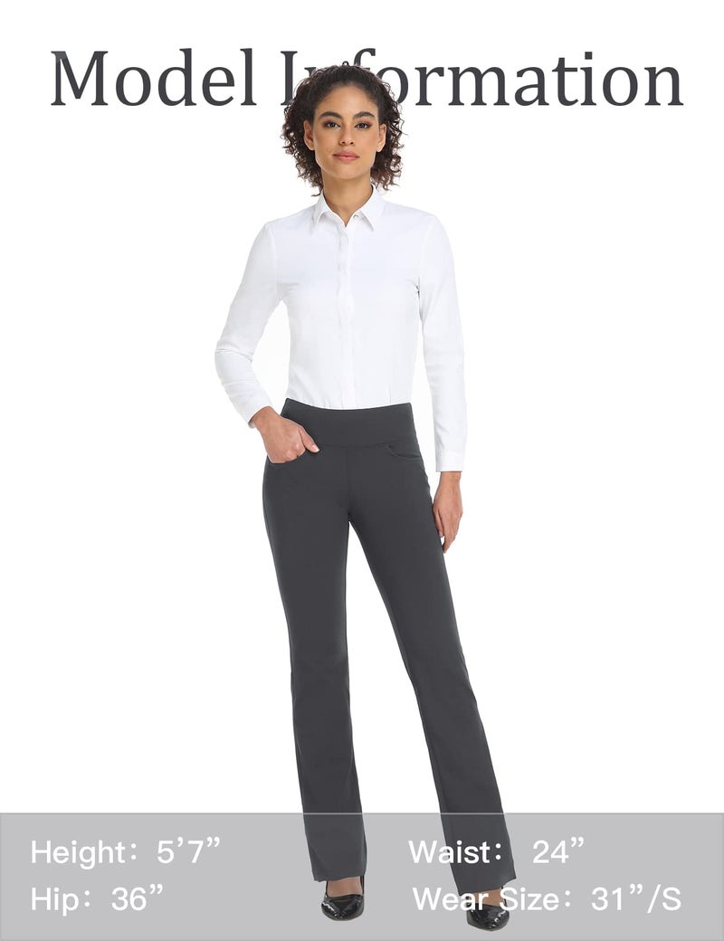Safort 28" 30" 32" 34" Inseam Regular Tall Bootcut Yoga Pants, 4 Pockets, UPF50+, Grey, S - Image 5